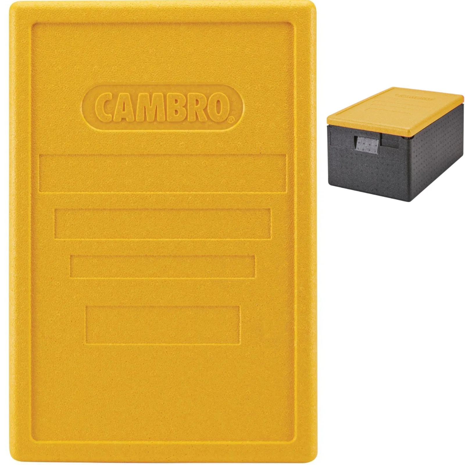 Fedél a Cam GoBox 600x400 mm-es, felülről tölthető konténerekhez – sárga
