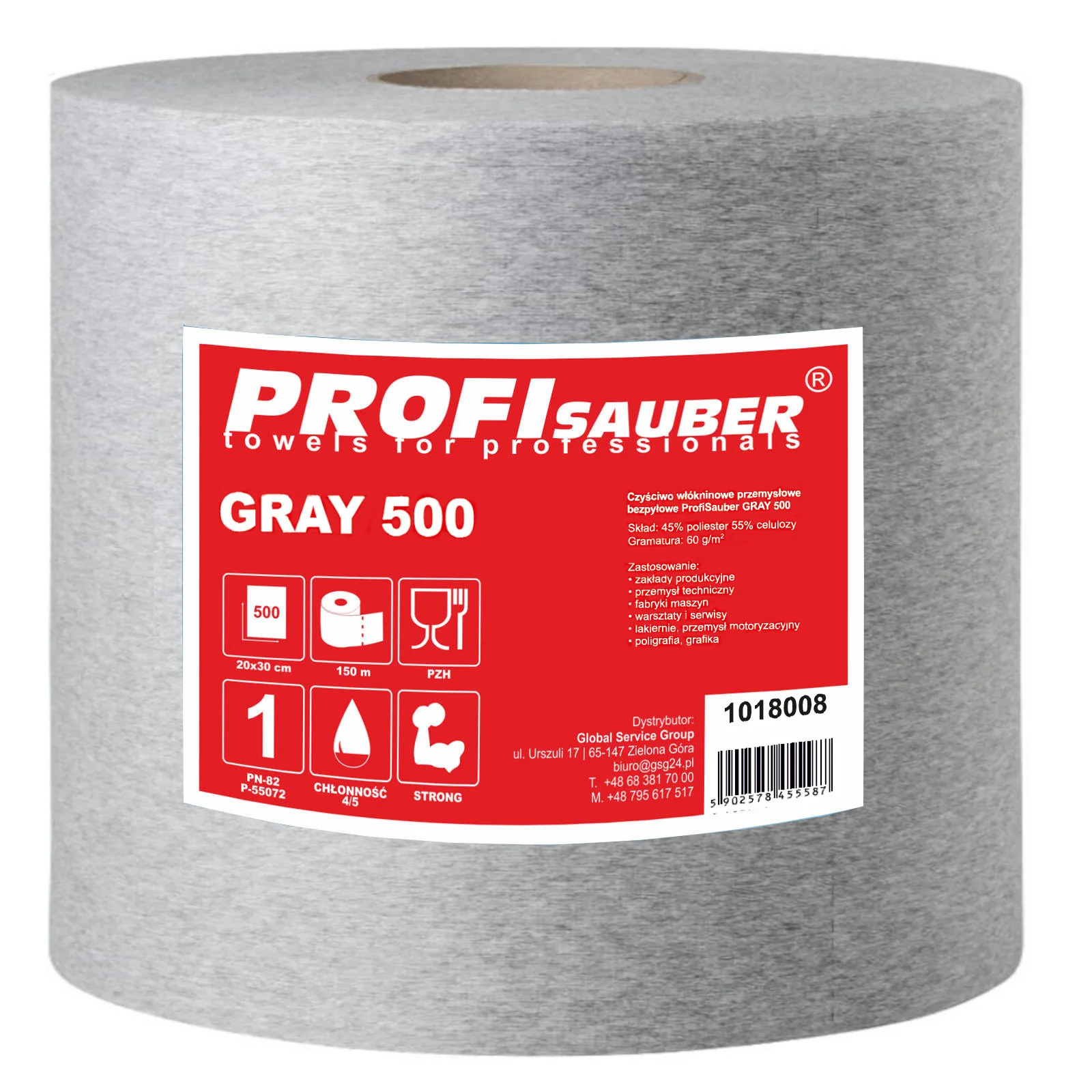 ProfiSauber GRAY 500 ipari nem szőtt tisztító kendő, durva, szürke