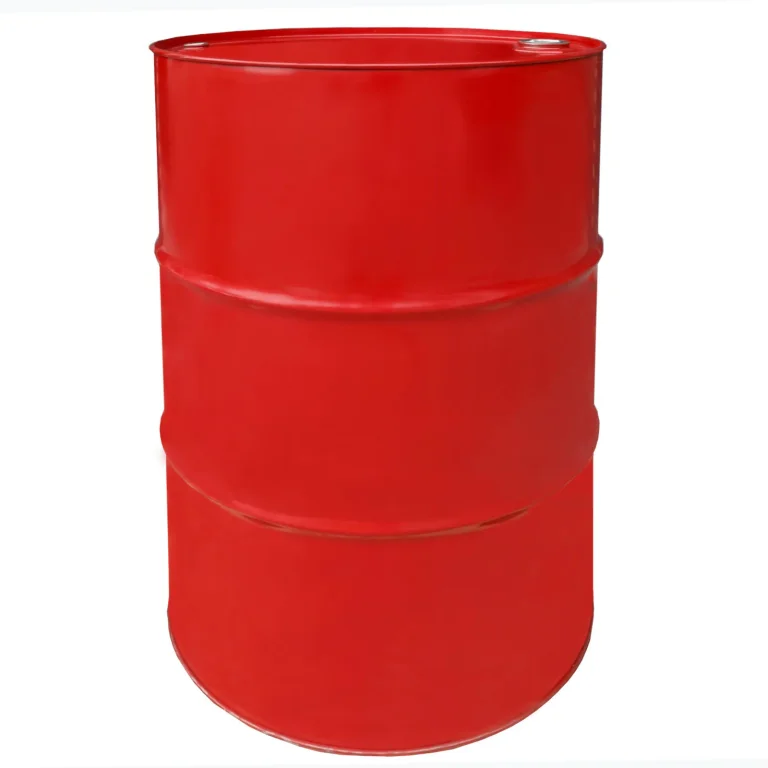 TH 216,5 l-es acél hordó barázdákkal, 3/4 és 2 hüvelykes dugókkal – RED MIX