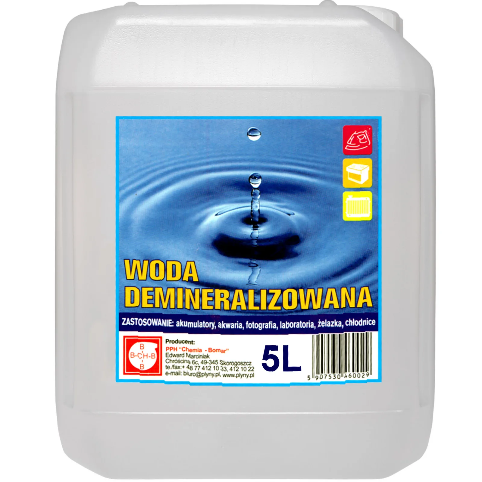 5 l desztillált, ásványianyag-mentes víz