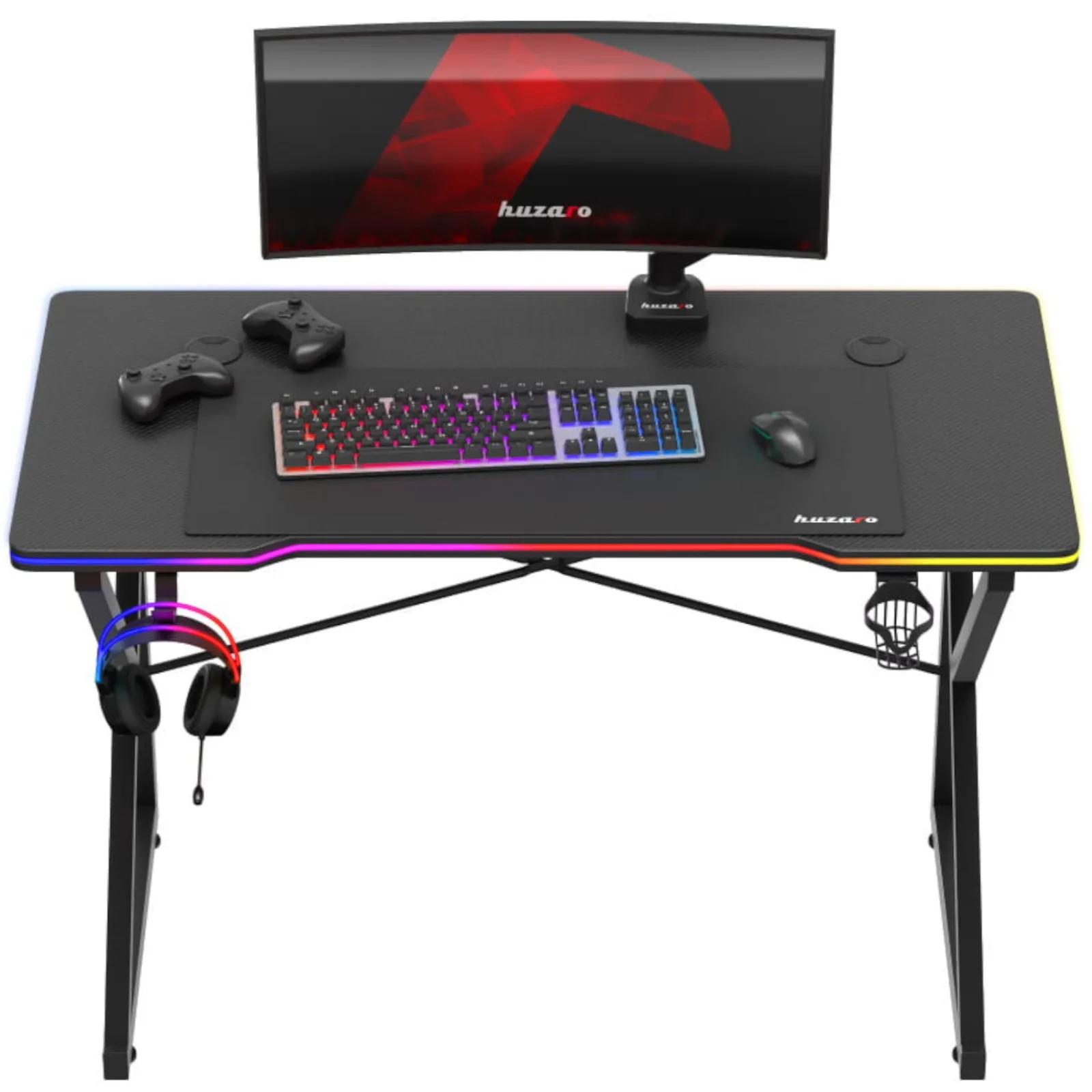 HERO 1,7 RGB LED gamer asztal 120x60 cm – fekete
