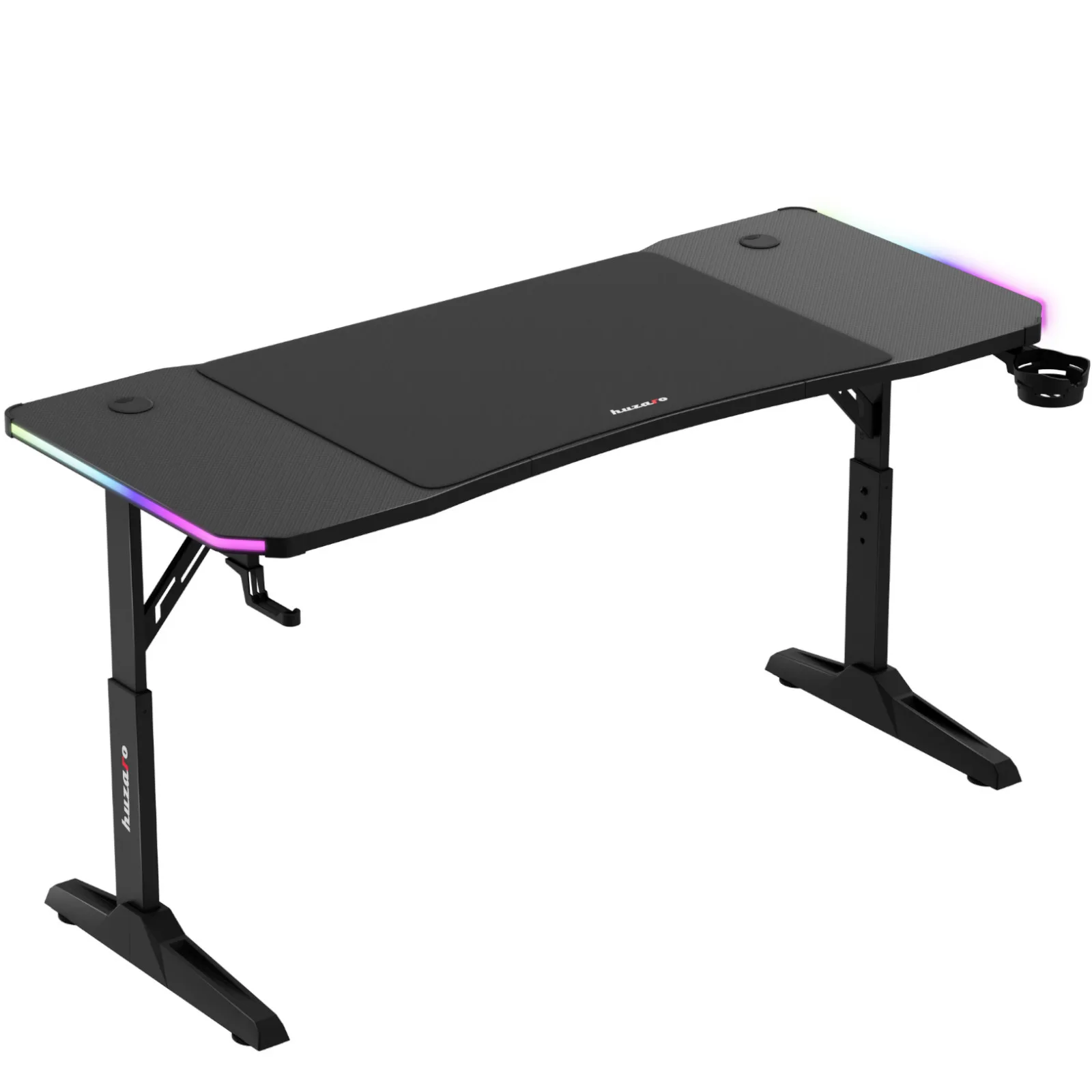 Birou de gaming HERO 3.6 RGB LED cu reglare pe înălțime, 140x60 cm - Negru 7