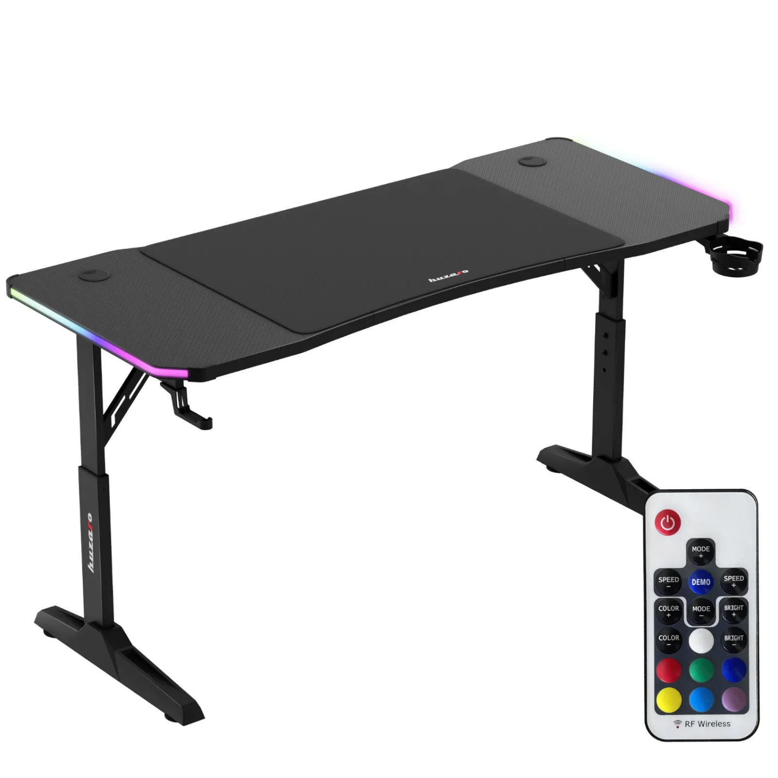 Birou de gaming HERO 3.6 RGB LED cu reglare pe înălțime, 140x60 cm - Negru 9