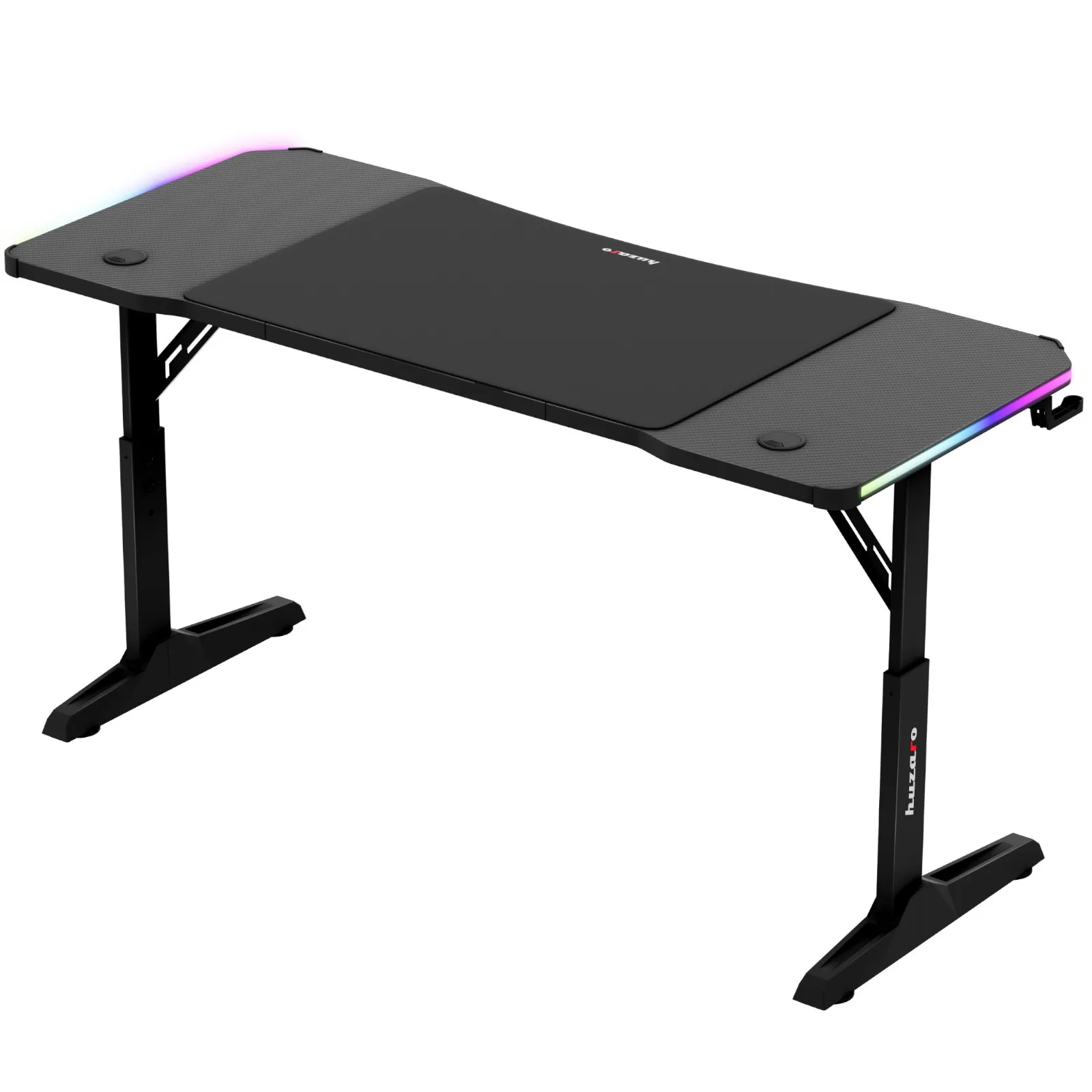 Birou de gaming HERO 3.6 RGB LED cu reglare pe înălțime, 140x60 cm - Negru 3