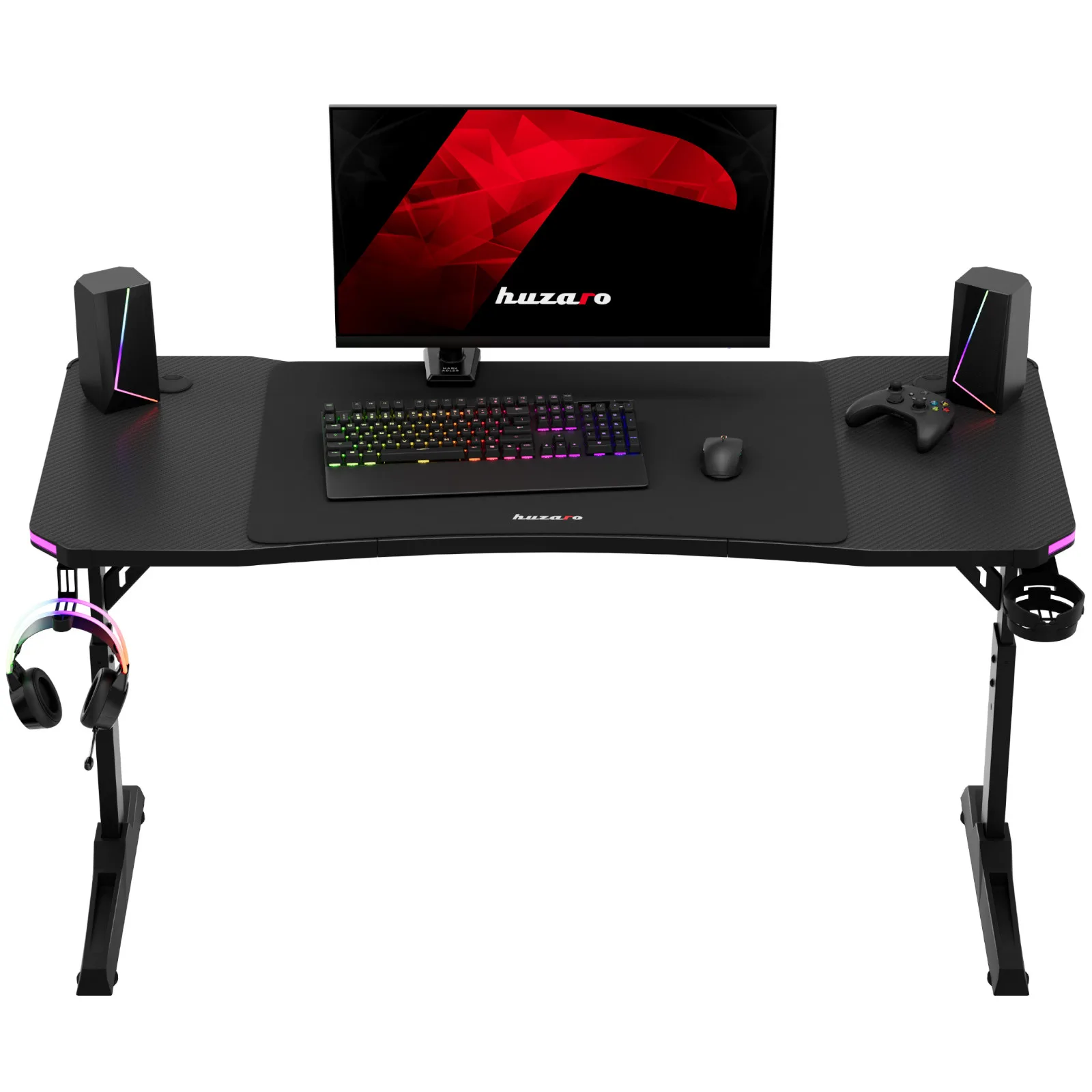 HERO 3.6 RGB LED játékasztal magasságállítással, 140x60 cm – fekete