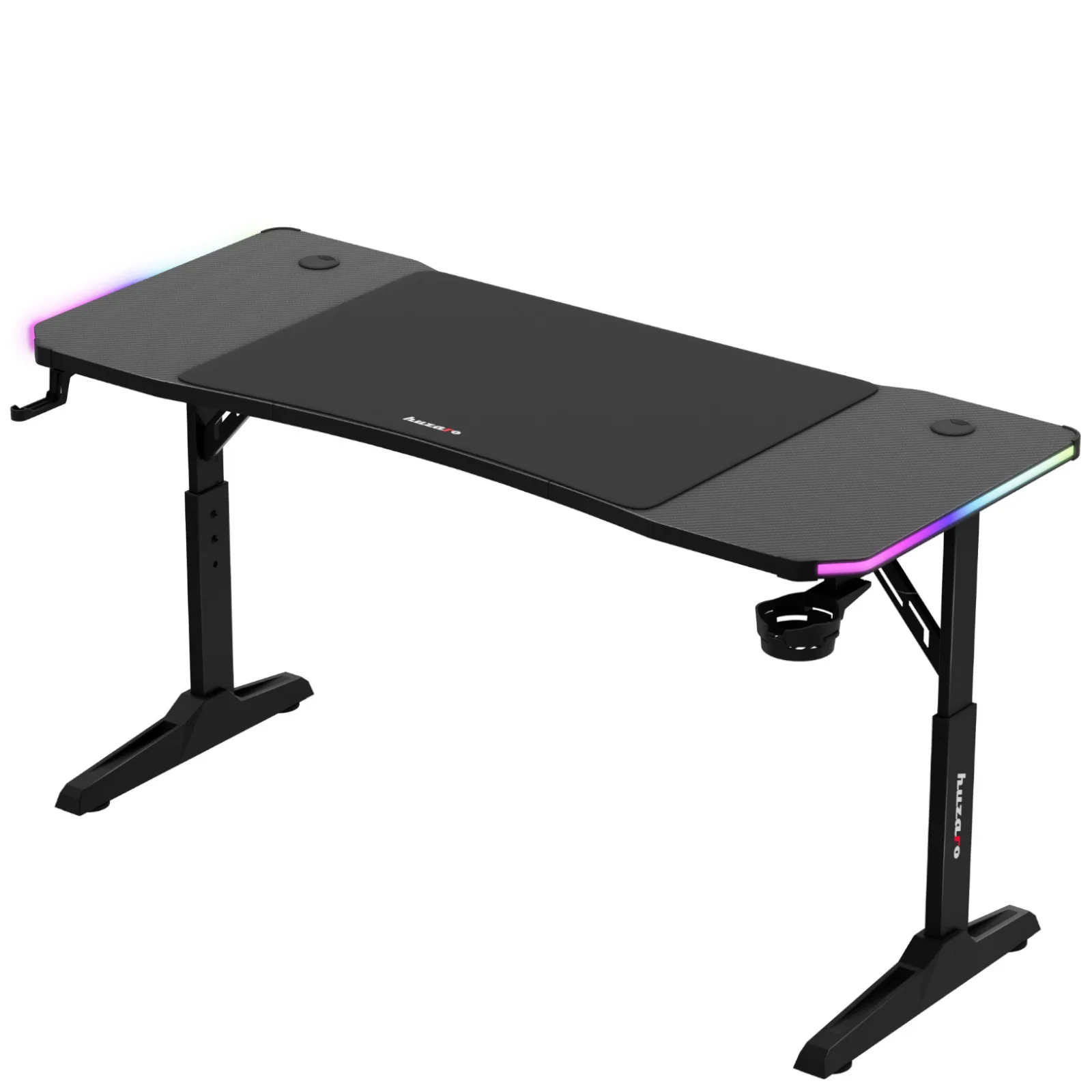 Birou de gaming HERO 3.6 RGB LED cu reglare pe înălțime, 140x60 cm - Negru 4