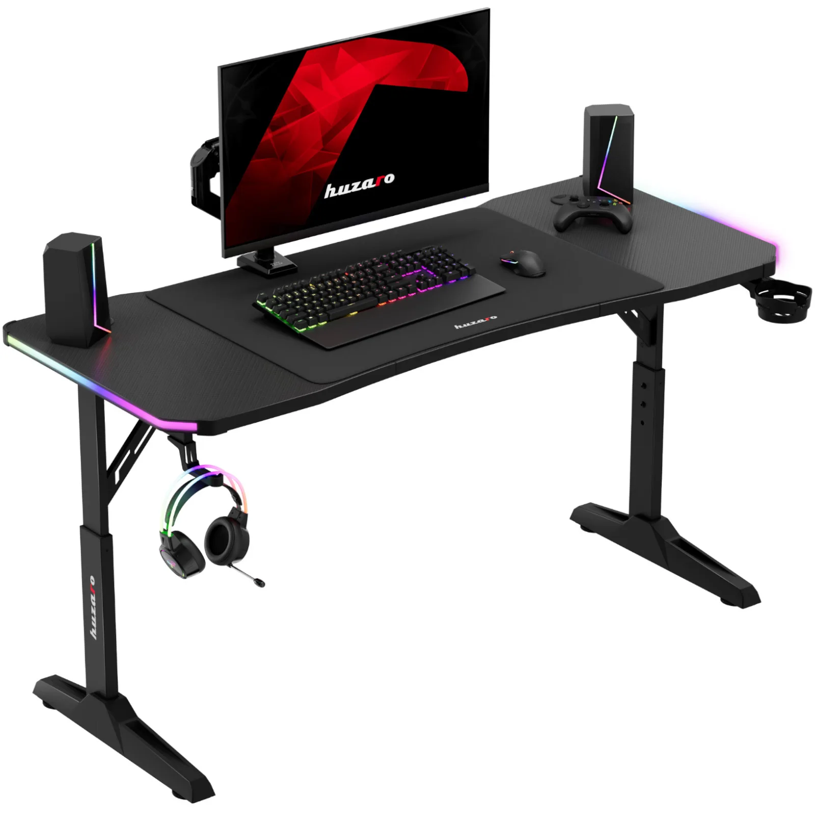 HERO 3.6 RGB LED játékasztal magasságállítással, 140x60 cm – fekete