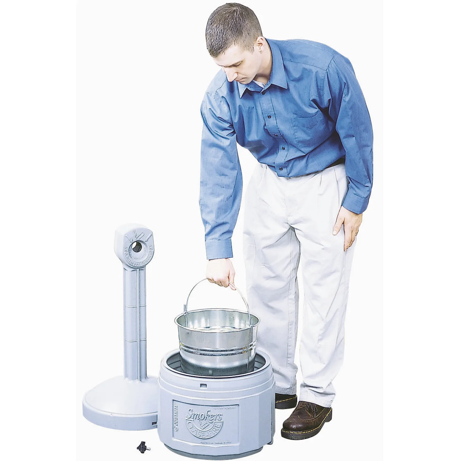 Scrumieră de exterior pe o bază stabilă, capacitate 15 l, diametru 42 cm, înălțime 98 cm, gri 2