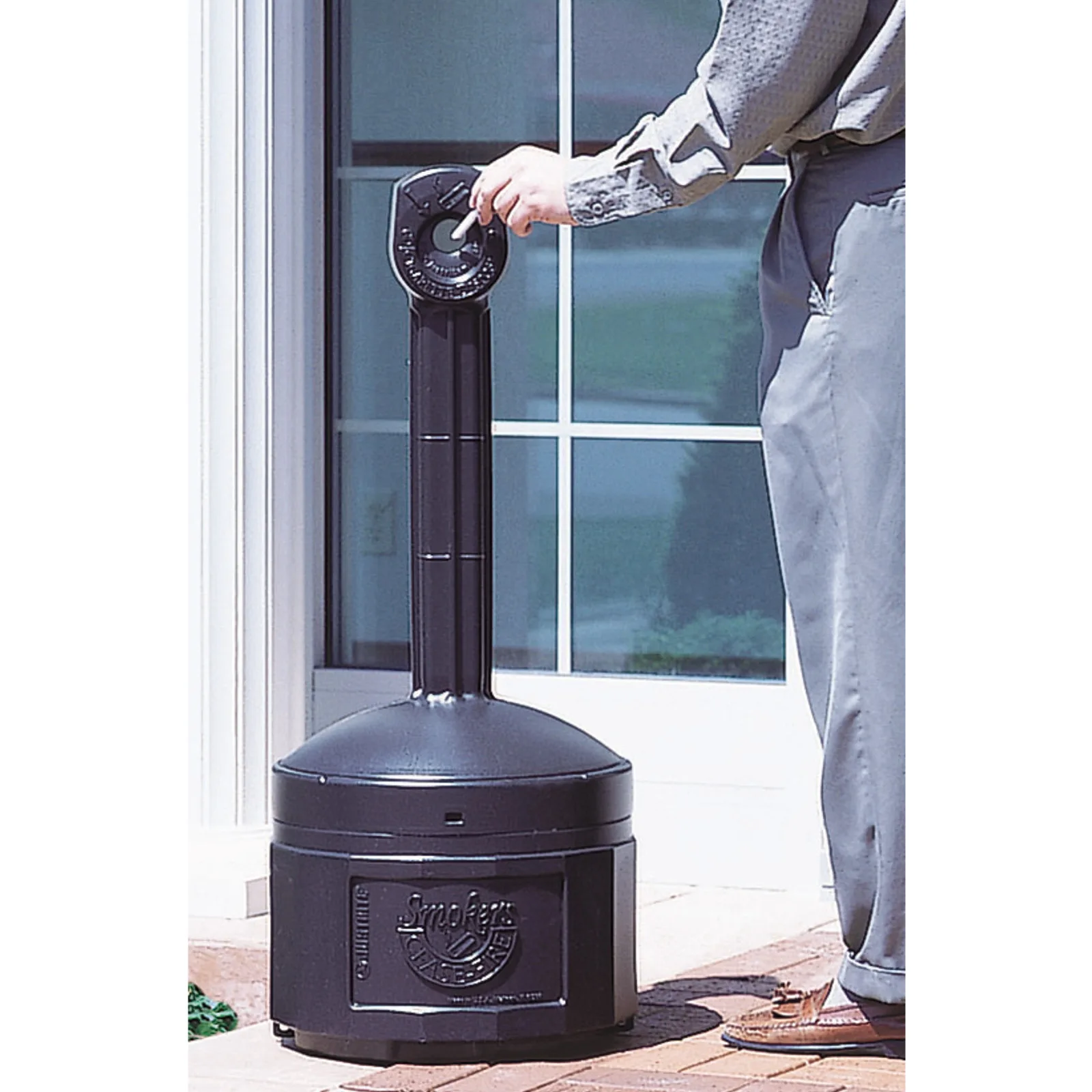 Scrumieră de exterior pe o bază stabilă, capacitate 15 l, diametru 42 cm, înălțime 98 cm, gri 3