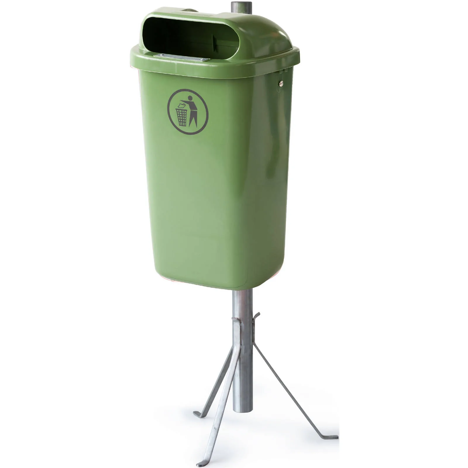 Coș de gunoi stradal, 50 l, pentru montare pe stâlp sau pe perete, standard DIN - verde 4