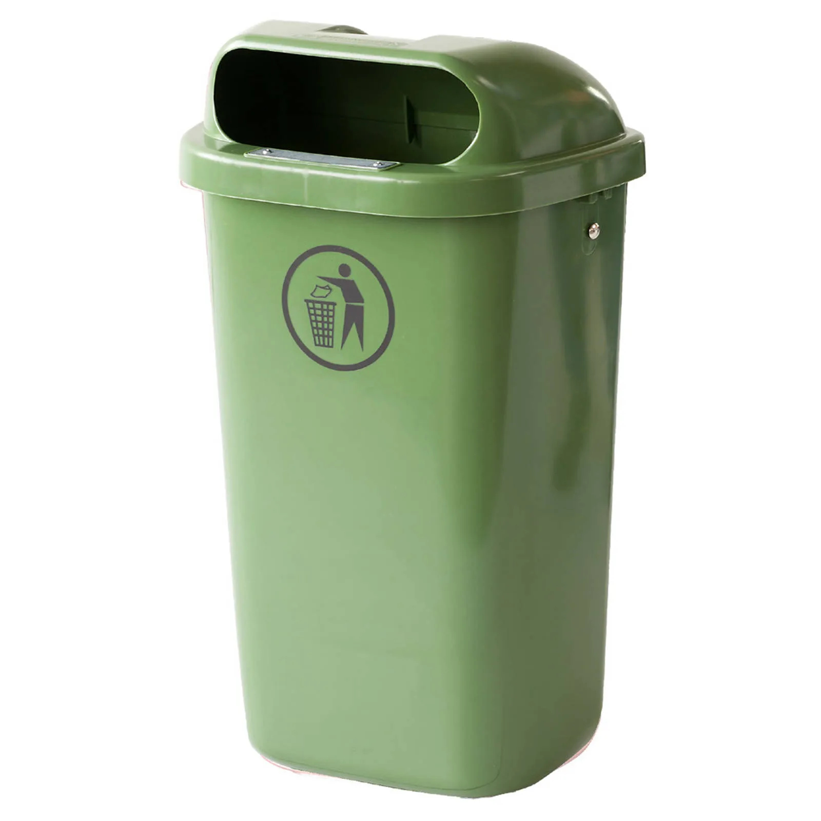 Utcai szemetes, 50 l, oszlopra vagy falra szerelhető, DIN szabvány - zöld