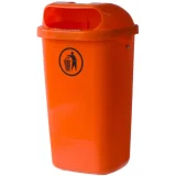Coș de gunoi stradal DIN 50L pentru montare pe stâlp sau perete - portocaliu