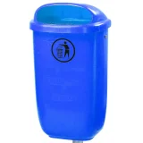 Utcai szemetes oszlopra vagy falra szerelhető, DIN 50 l – kék