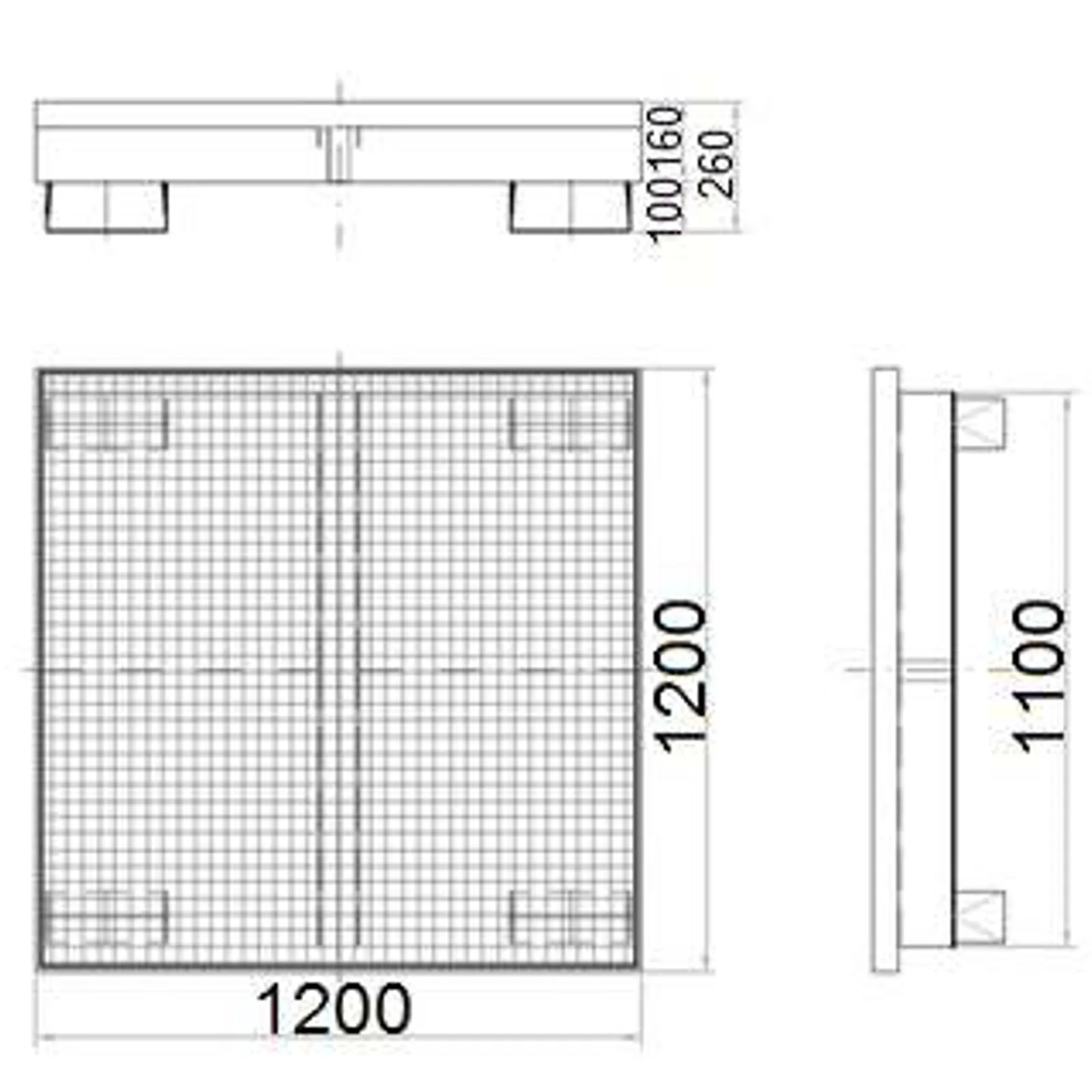 Metalna posuda za sakupljanje izlijevanja za 4 bačve od 200 l, 120x120 cm 5