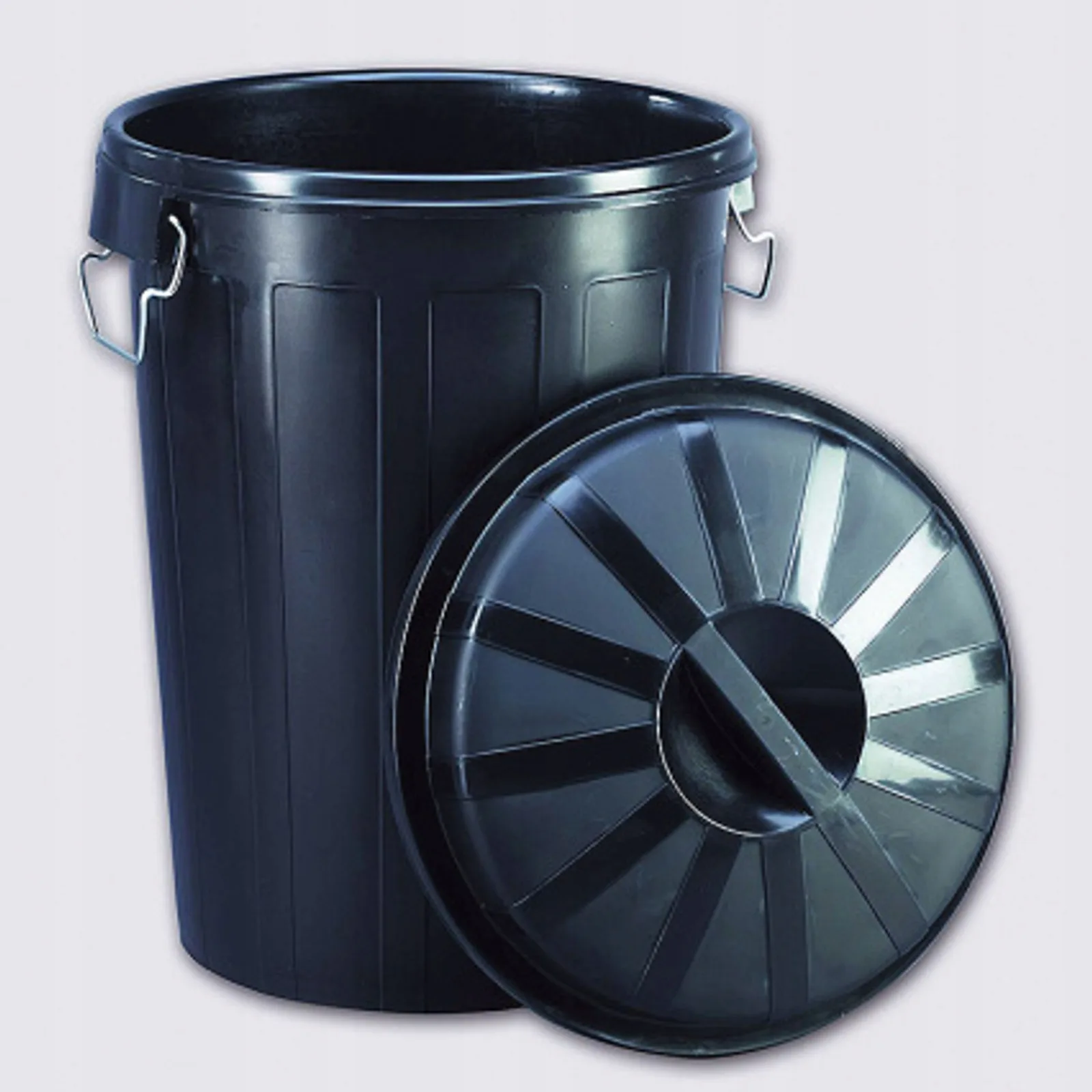 Coș de gunoi universal rotund, negru, de 70 L, cu capac 2