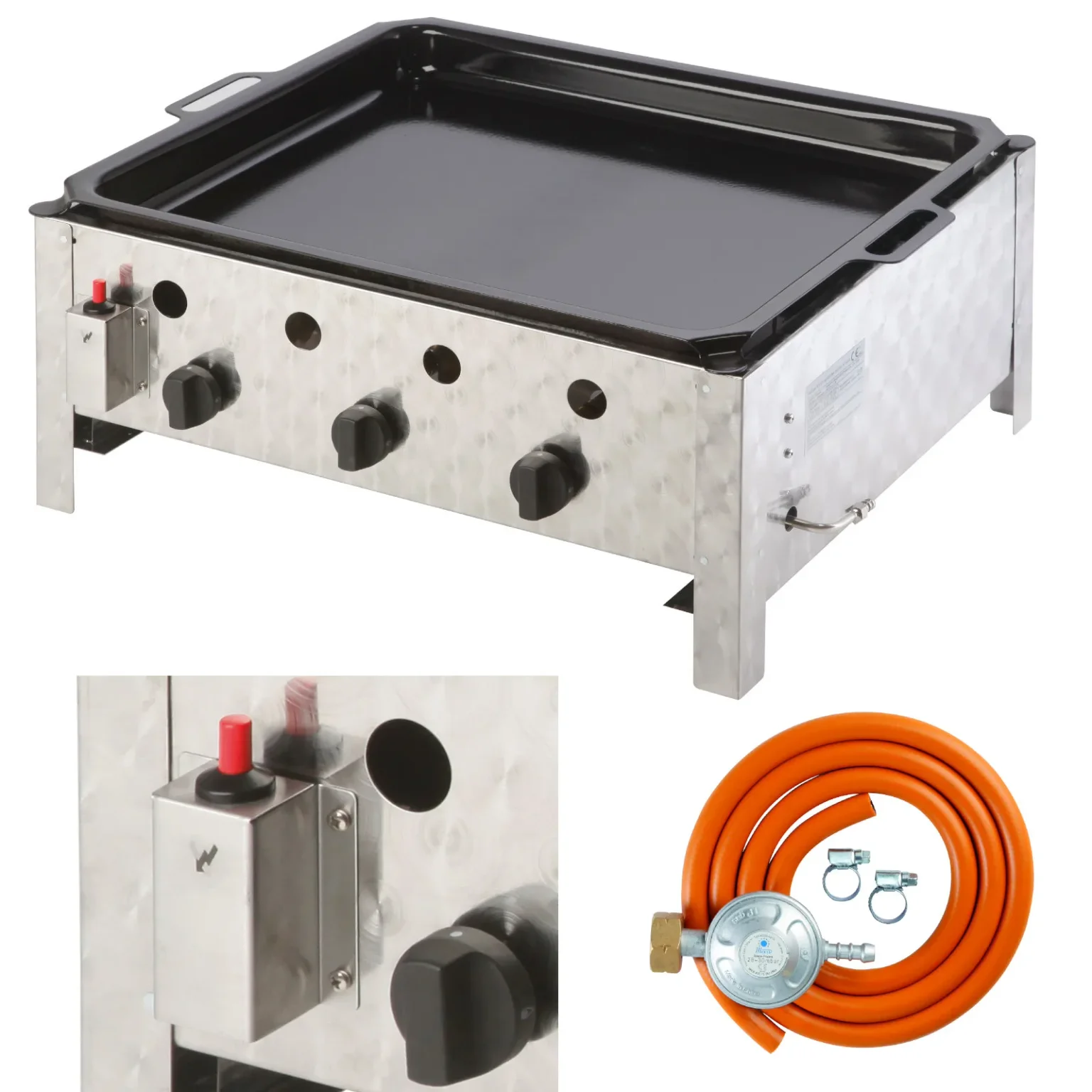 Gázsütő, 3 égős gázgrill sütőlapokkal PELVIS 10 kW