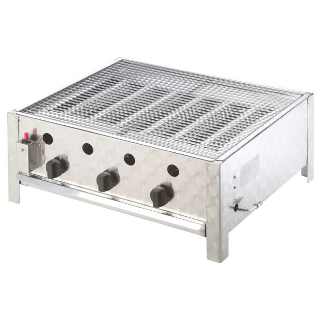 RASCAL 10 kW-os, 3 égőfejű, rácsos, ipari gázgrill
