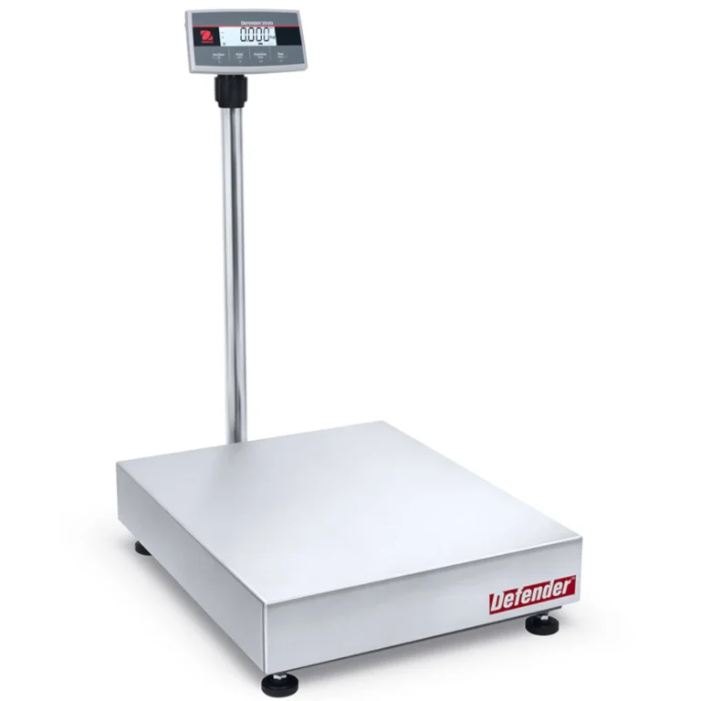 OHAUS DEFENDER 2500 LCD 50x60 cm-es, 150 kg / 50 g-os raktári platformmérleg hitelesítéssel