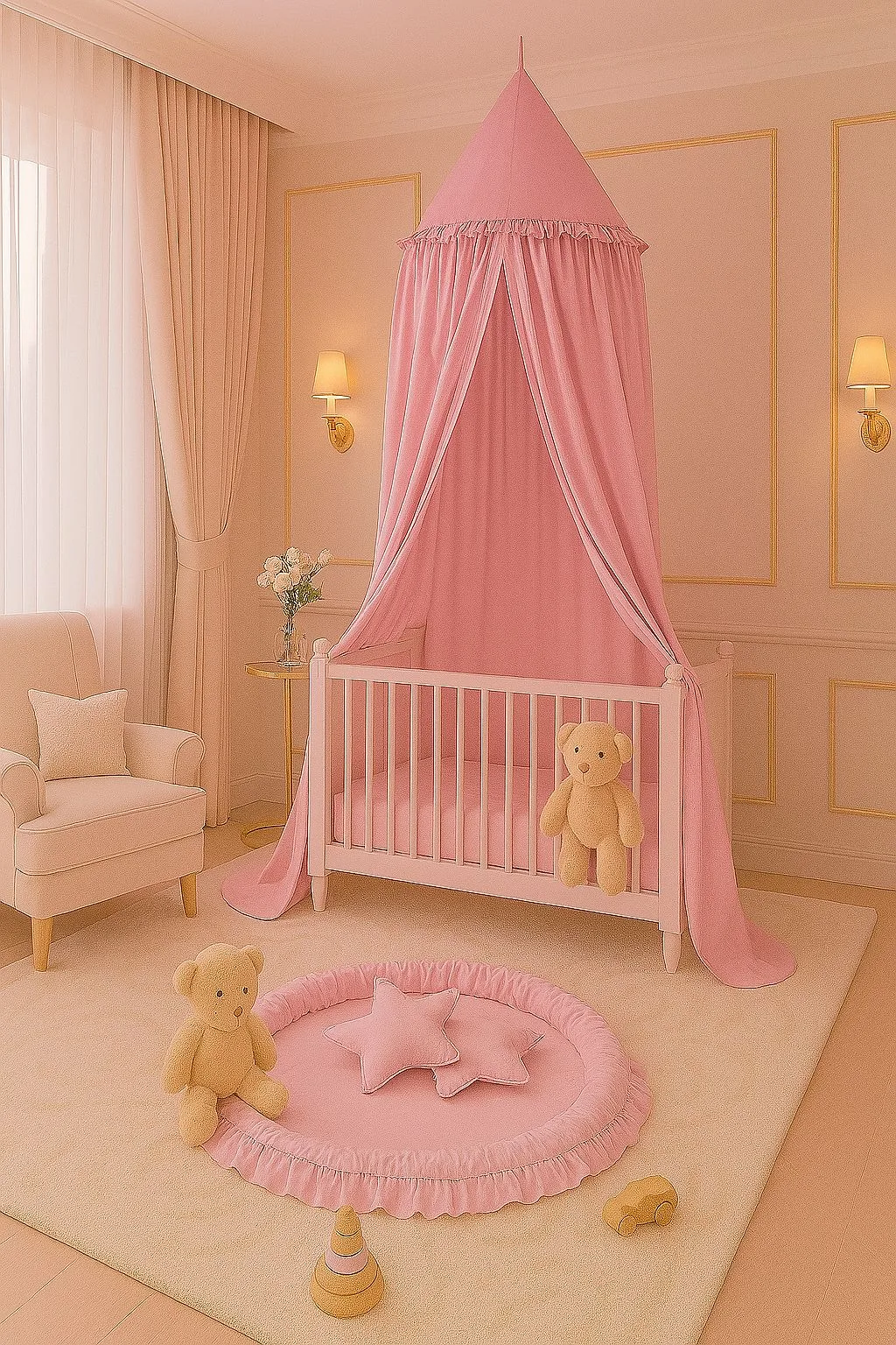 Hanging cotton canopy for children's room - pink 3