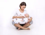 Breastfeeding Pillow Nursing Croissant Pillow, removable, Hands-Free Feeding- Blue Sky Bears 3