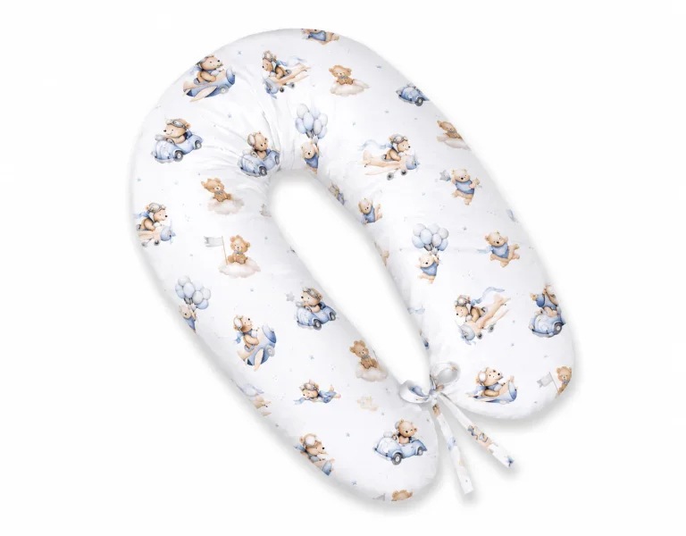 Pregnancy pillow- Longer, removable pillowcase - Blue Sky Bears