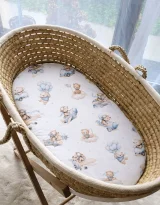Sheet made of cotton for moses basket mattress 75x35 cm - Blue Sky Bears 2