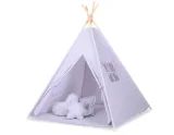 Teepee tent for kids + decorative feathers - grey rosette 3