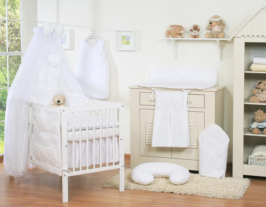 Bedding set 5-pcs with mosquito-net- Hanging Hearts white 6