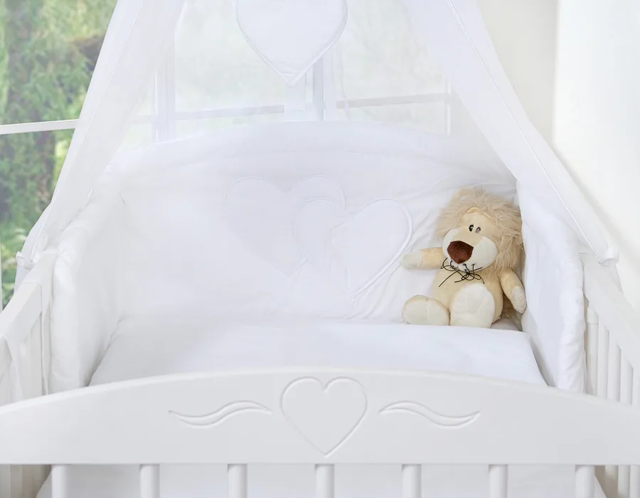 Bedding set 5-pcs with mosquito-net- Hanging Hearts white 8