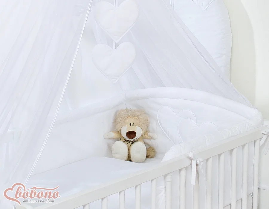 Bedding set 5-pcs with mosquito-net- Hanging Hearts white 2