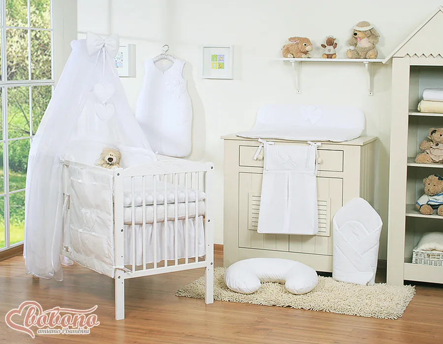 Bedding set 5-pcs with mosquito-net- Hanging Hearts white 4