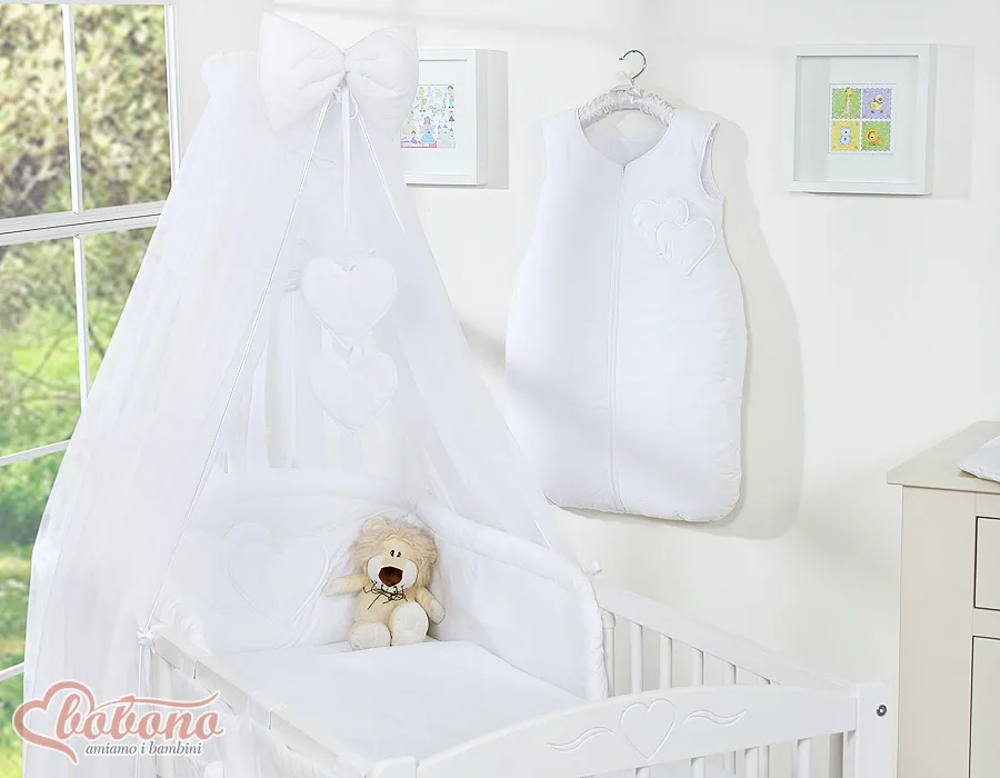 Bedding set 5-pcs with mosquito-net- Hanging Hearts white 9