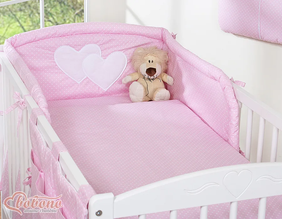 Bedding set 2-pcs 120x90 - Hanging Hearts white polka dots on pink 3