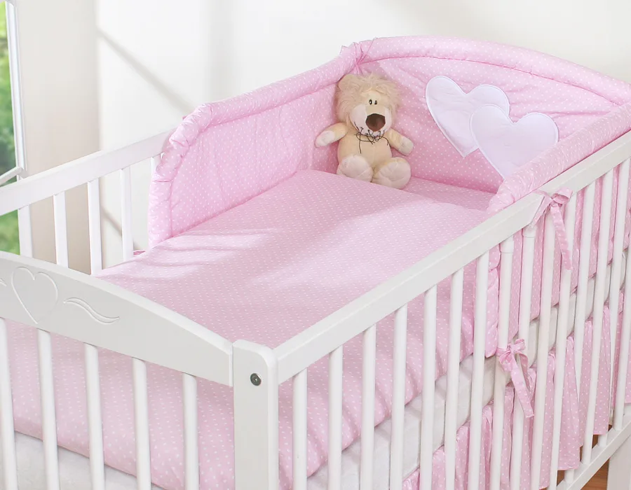 Bedding set 2-pcs 120x90 - Hanging Hearts white polka dots on pink 4