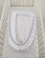 Baby nest with a ruffle - mini gray stars/gray 3