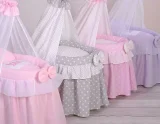 Wicker crib for doll Moses basket for dolls with drape LITTLE PRINCESS pink 12