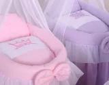 Wicker crib for doll Moses basket for dolls with drape LITTLE PRINCESS pink 13