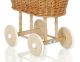 Wicker crib for doll Moses basket for dolls with drape LITTLE PRINCESS pink 8