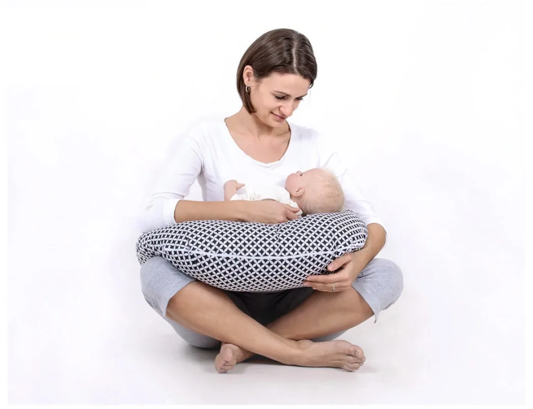 Breastfeeding Pillow Nursing Croissant Pillow, removable, Hands-Free Feeding- white 4