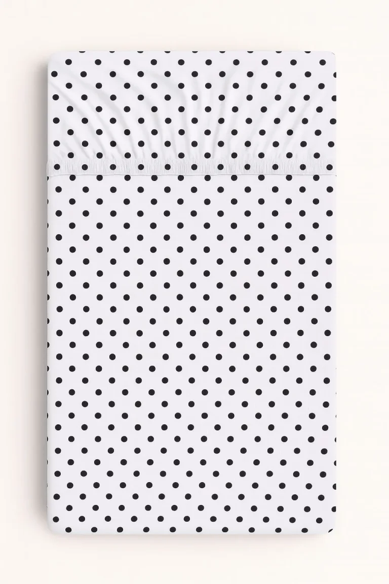 Sheet made of cotton 120x60cm - white with black dots