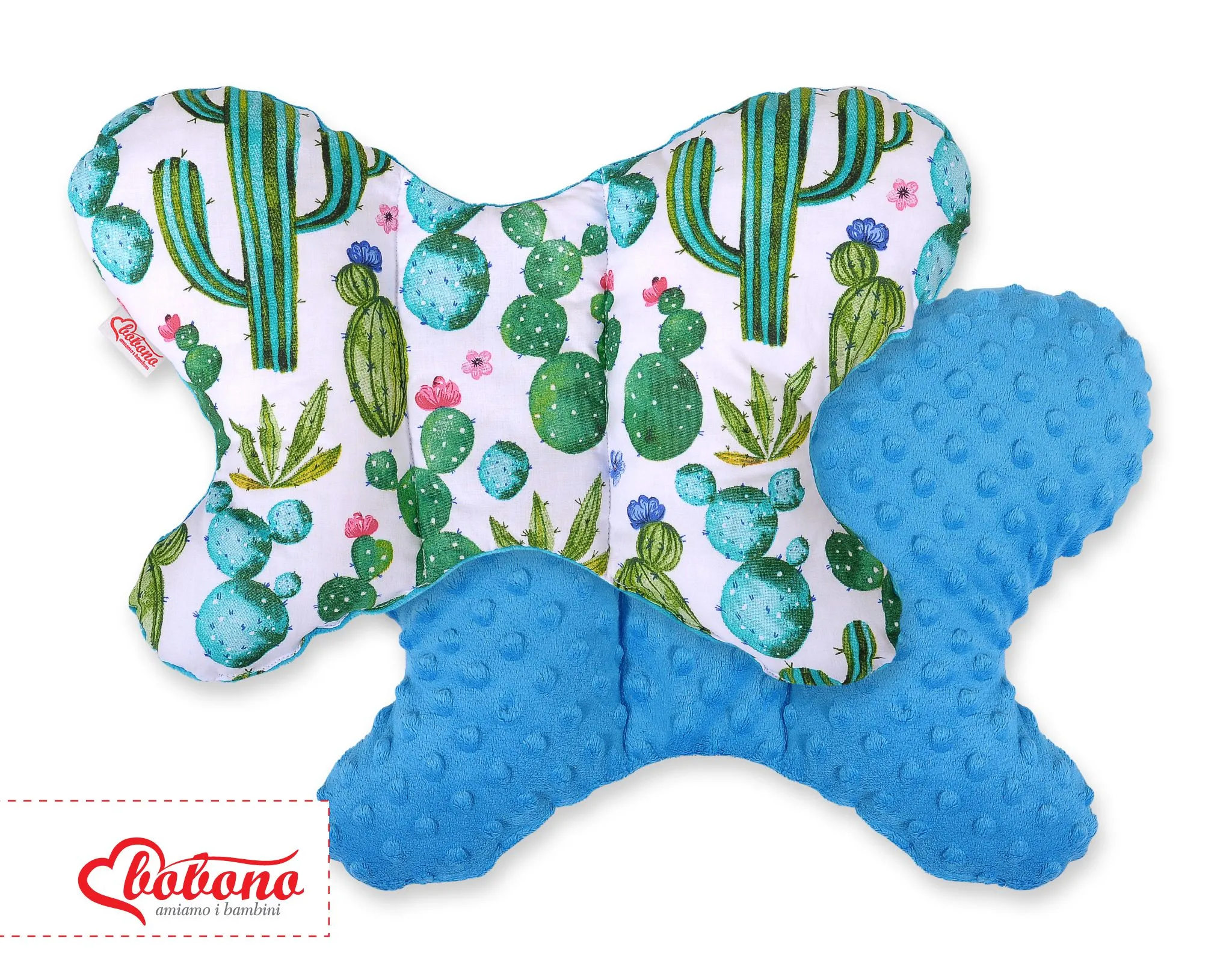 Double-sided anti shock cushion \"BUTTERFLY\" -  cactus/turquoise 3