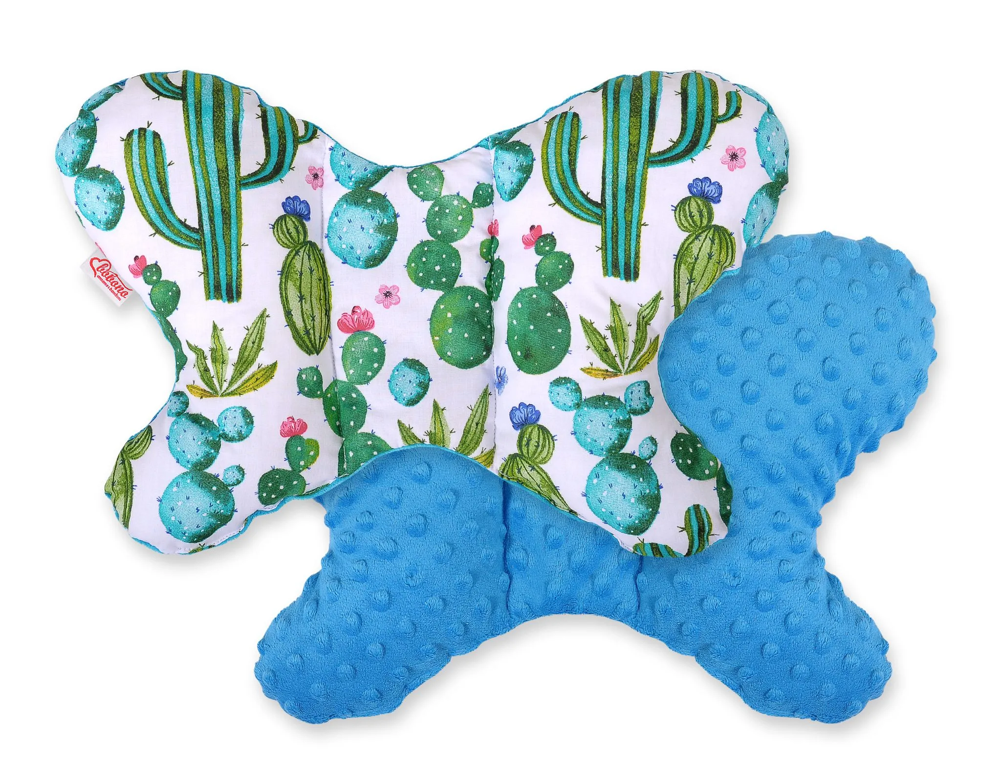 Double-sided anti shock cushion \"BUTTERFLY\" -  cactus/turquoise