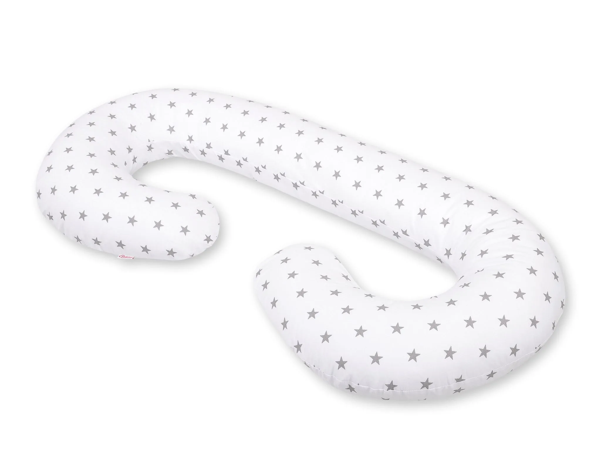 Maternity Support Pillow C, removable pillowcase - white with grey stars