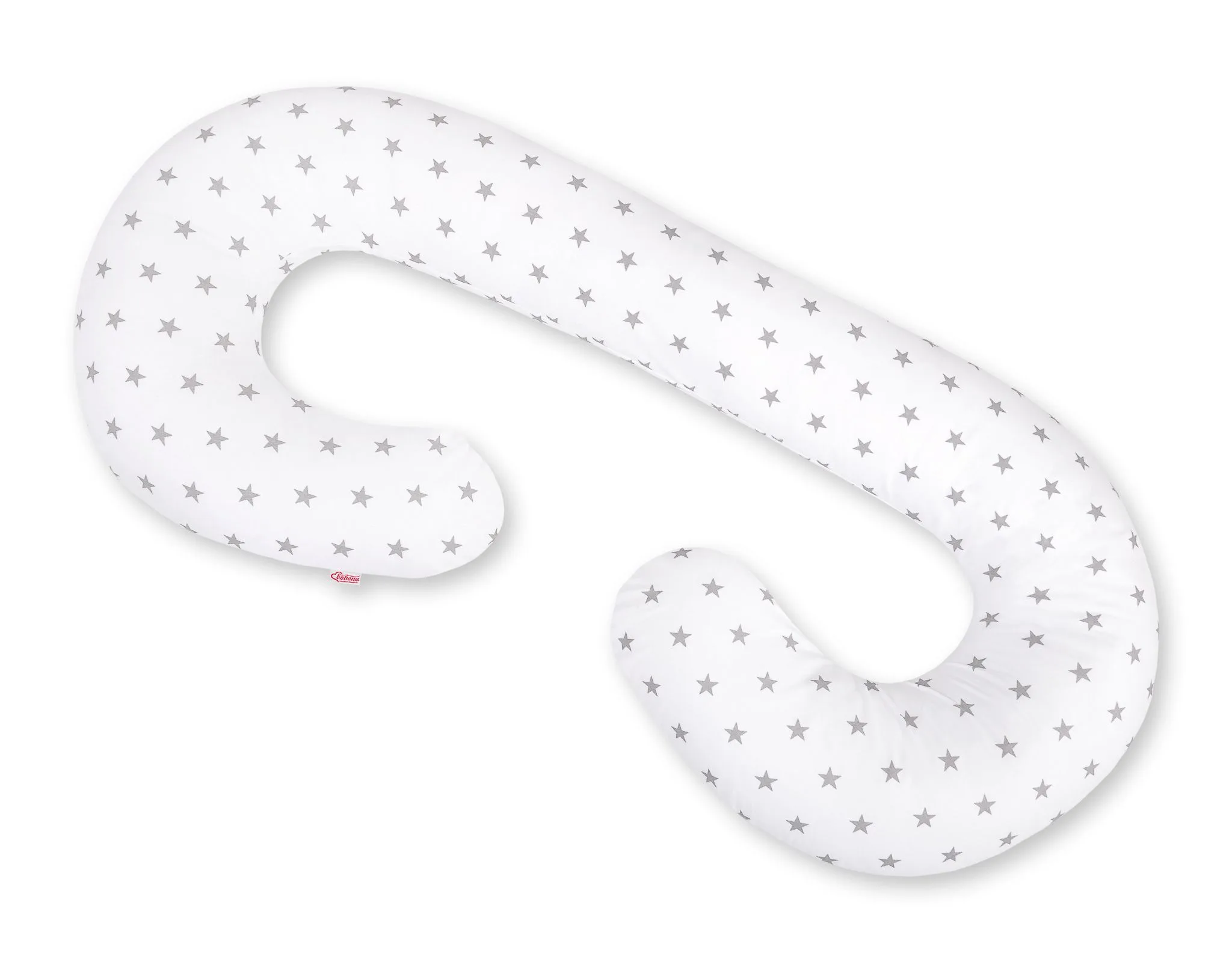 Maternity Support Pillow C, removable pillowcase - white with grey stars 3