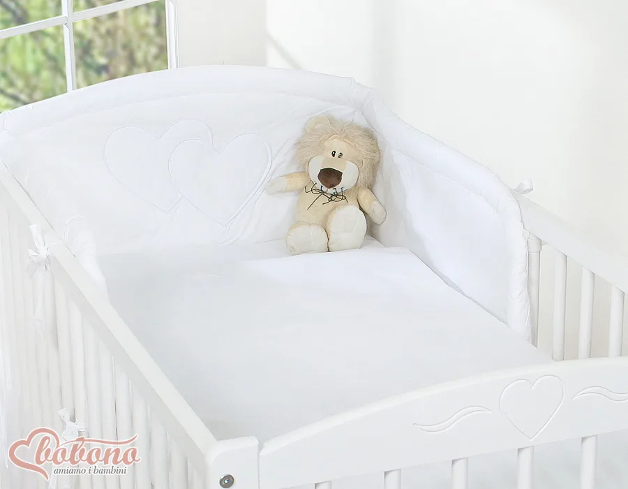 Bedding set 3-pcs 120x90 - Hanging Hearts white 3