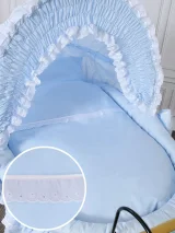 Moses Basket Wicker hood crib Retro wicker crib Victoria - natural + blue bedding 3