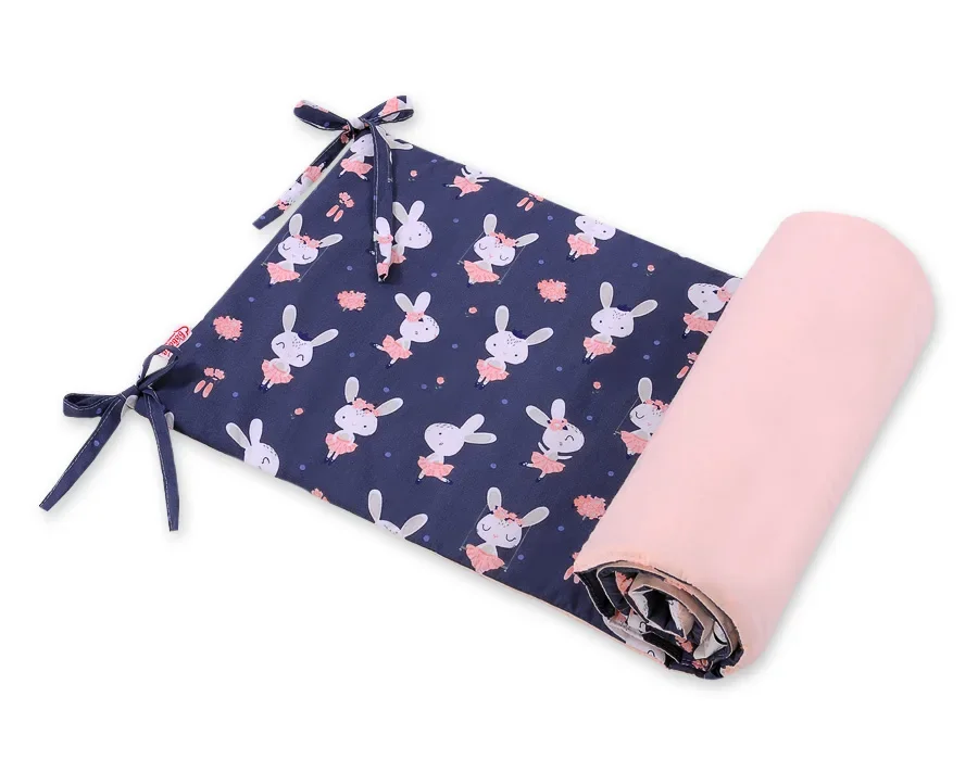 Universal bumper for cot -rabbits navy blue