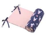 Universal bumper for cot -rabbits navy blue 2