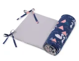Universal bumper for cot -Swans navy blue 2
