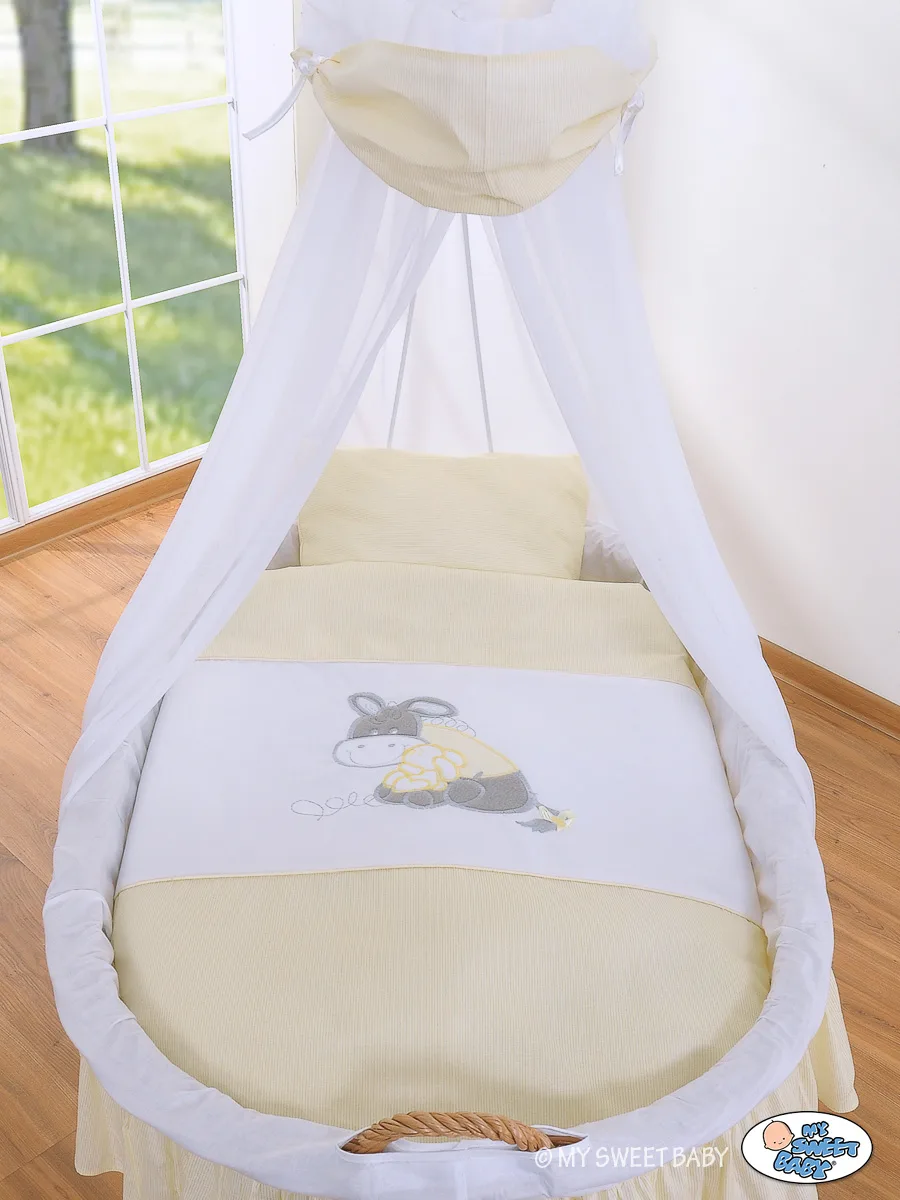 Moses Basket Wicker drape crib Donkey Luca - natural + cream bedding 2